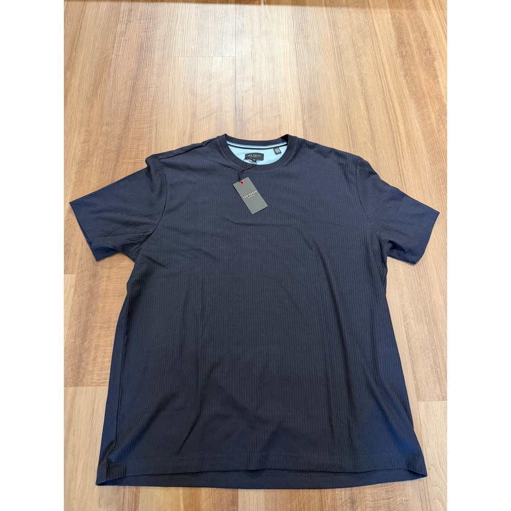 Ted Baker T-Shirt Mens XL Navy Ribbed Short Sleeve Crew Neck TFA25VM7-17556